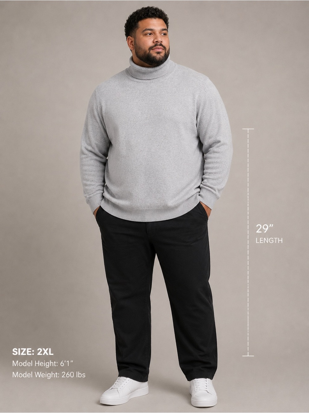 Fashion Nova Men's XXL Gray Turtleneck Crewneck Sweater
